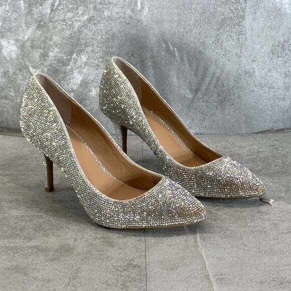 INC INTERNATIONAL CONCEPTS Women's Silver Rhinestone Zitah Pointed-Toe Pumps SZ6 - Picture 2 of 9